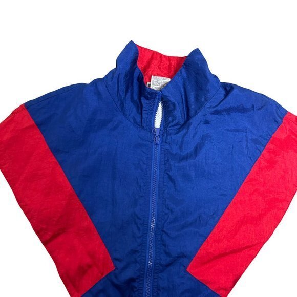 Champion Men's Size M Red White Blue Nylon Long Sleeve Vented Warm Up Jacket - Picture 2 of 9